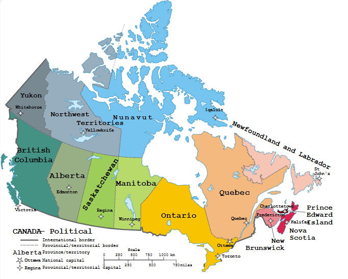 Map of Canadian Provinces